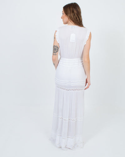 Cleobella Clothing Small Embroidered White Maxi Dress