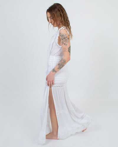 Cleobella Clothing Small Embroidered White Maxi Dress