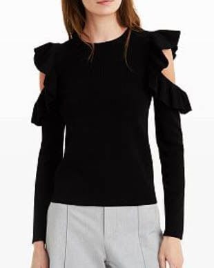 Club Monaco Clothing XS "Colema Cold Shoulder Fine Ribbed Sweater"