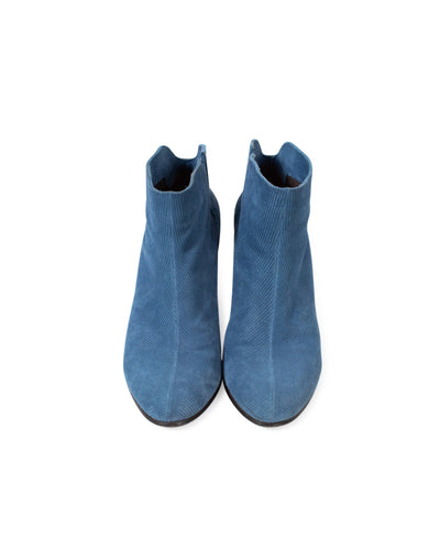 COCLICO Shoes Medium | US 8 Blue Corduroy Ankle Boots