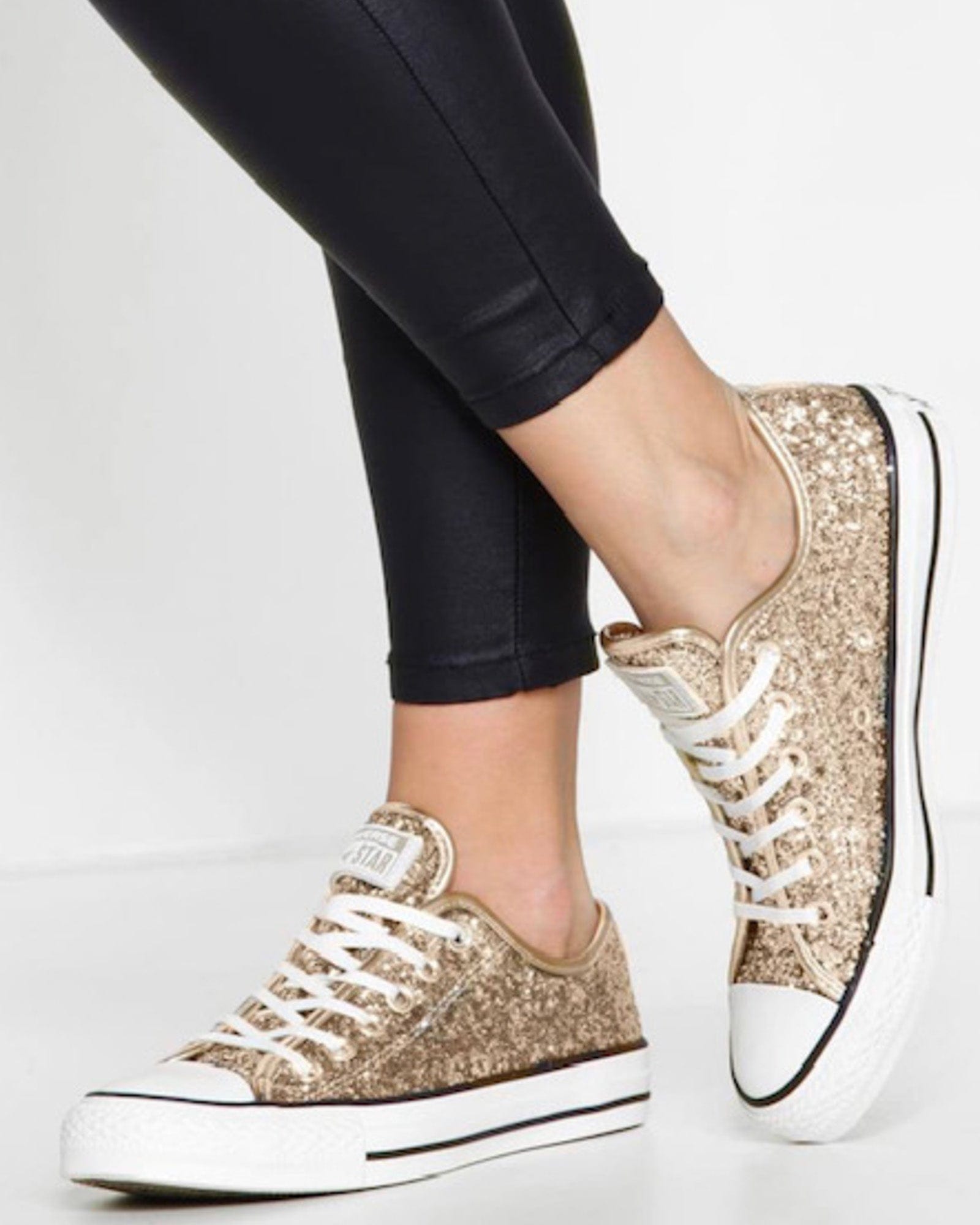 Gold Glitter Low Top Sneakers The Revury