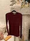 Cotton Citizen Clothing Small Burgundy Ribbed Long Sleeve Tee