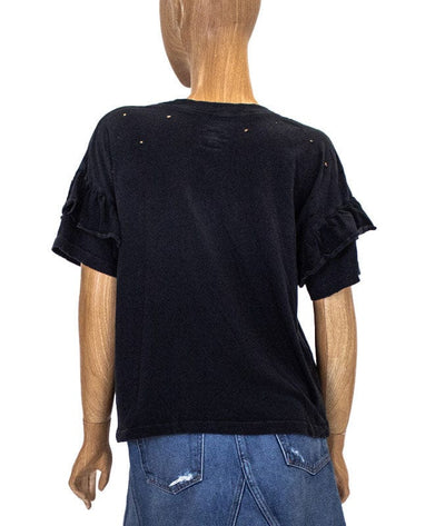 Current/Elliott Clothing Small Ruffle Roadie Tee in Washed Black