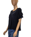 Current/Elliott Clothing Small Ruffle Roadie Tee in Washed Black