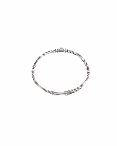David Yurman Jewelry One Size Diamond Link Station Cable Bracelet
