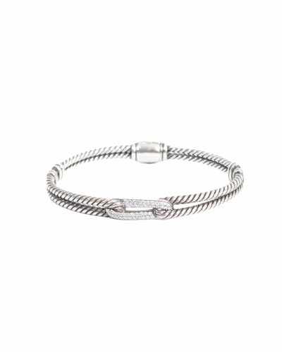 David Yurman Jewelry One Size Diamond Link Station Cable Bracelet