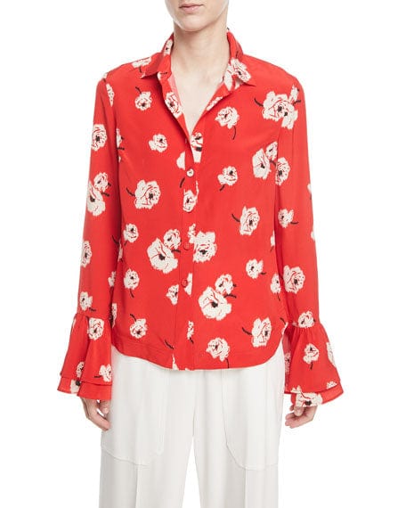 Derek Lam 10 Crosby Clothing Small | 2 Red Floral Blouse