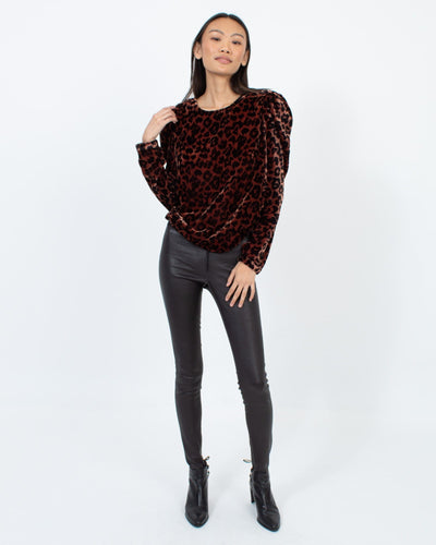 DOLAN Clothing XS Printed Velvet Blouse