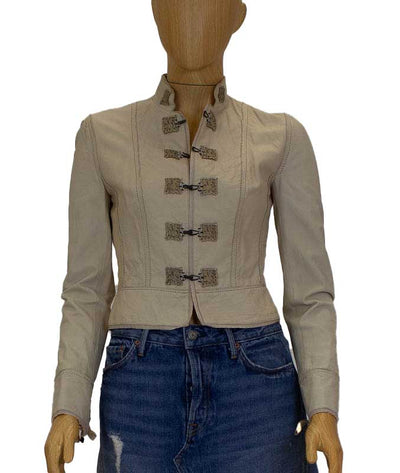 Elie Tahari Clothing XS Cream Leather Jacket