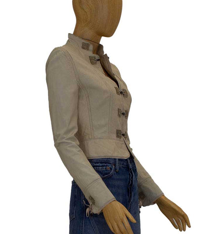 Elie Tahari Clothing XS Cream Leather Jacket