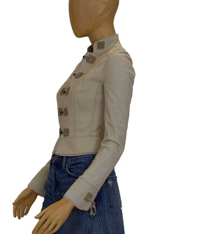 Elie Tahari Clothing XS Cream Leather Jacket