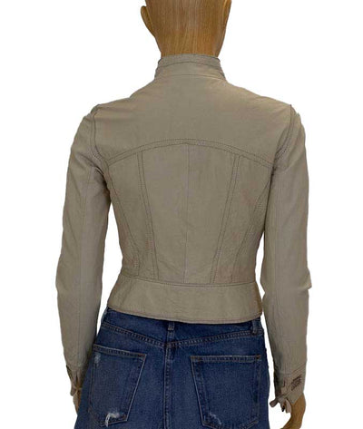 Elie Tahari Clothing XS Cream Leather Jacket
