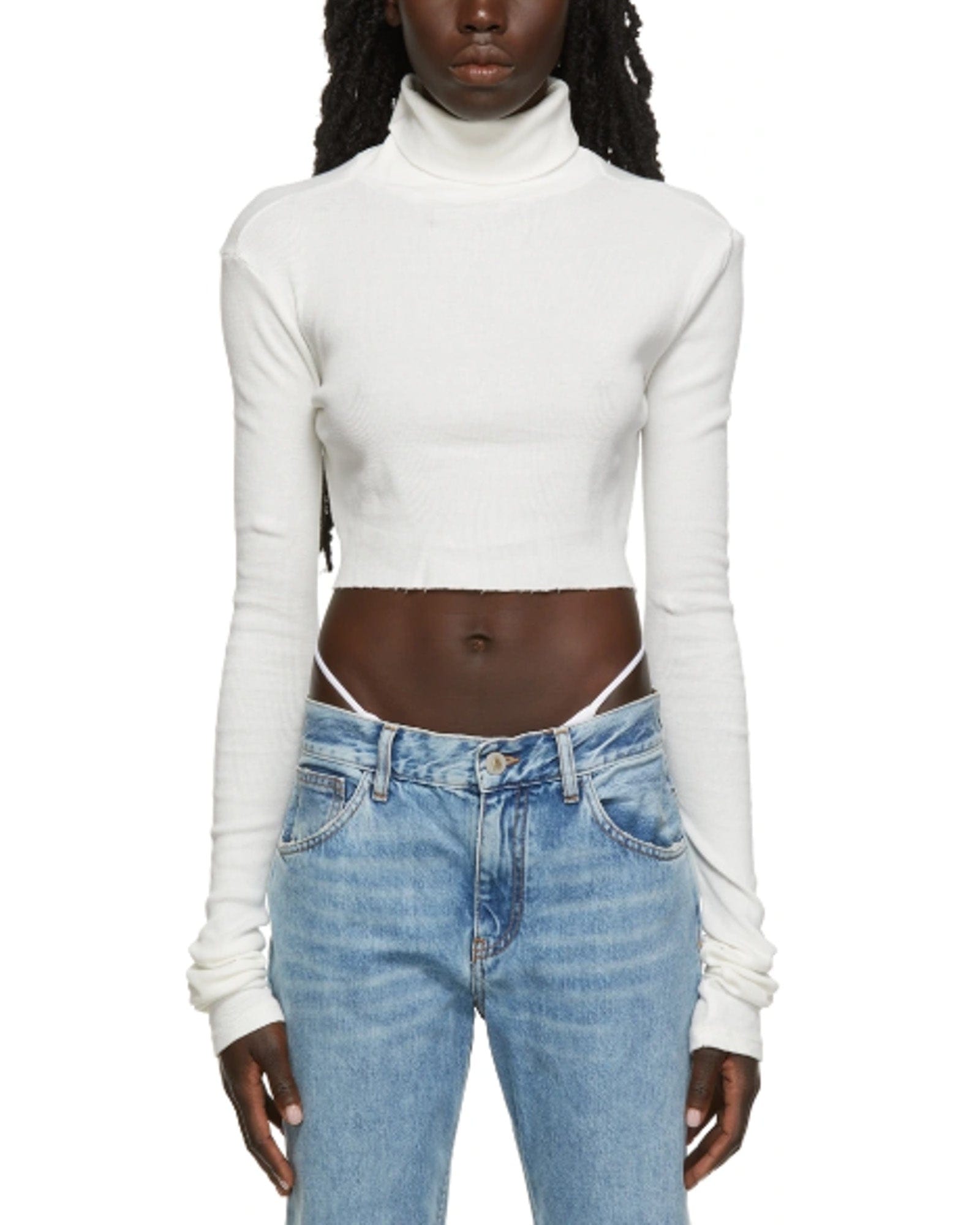 Wholesale White Rib Turtle Neck Crop Top – Tradyl