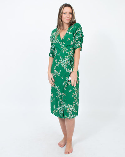 Faithful the Brand Clothing Small | US 4 Green Floral Wrap Dress