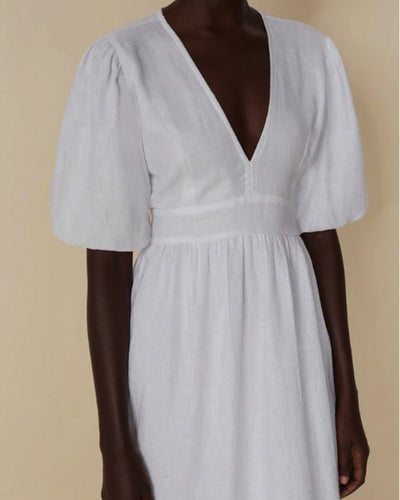 Faithful the Brand Clothing Small | US 4 "Romilla" V-Neck Open Back Linen Midi Dress