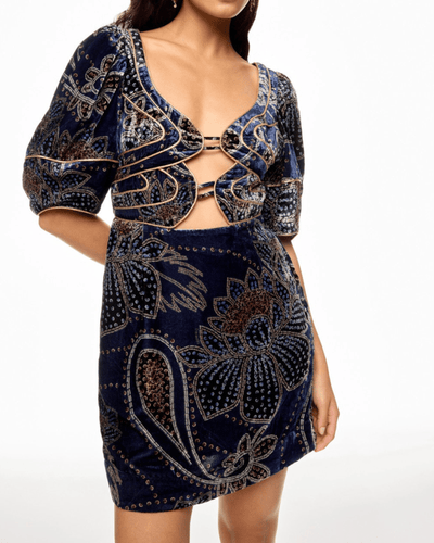 Farm Rio Clothing XS Floral Glam Scarf Mini Dress