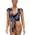 Flynn Skye Clothing Small Floral Front Tie Crop Top