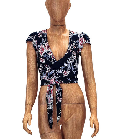 Flynn Skye Clothing Small Floral Front Tie Crop Top