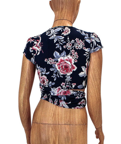 Flynn Skye Clothing Small Floral Front Tie Crop Top