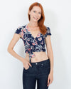 Flynn Skye Clothing Small Floral Front Tie Crop Top