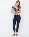 Flynn Skye Clothing Small Floral Front Tie Crop Top