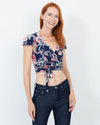 Flynn Skye Clothing Small Floral Front Tie Crop Top
