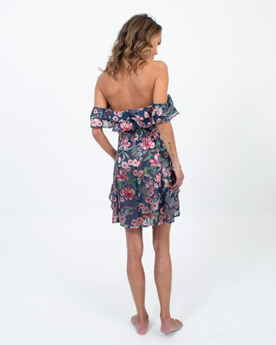 For Love & Lemons Clothing XS Floral Print Off-The-Shoulder Mini Dress