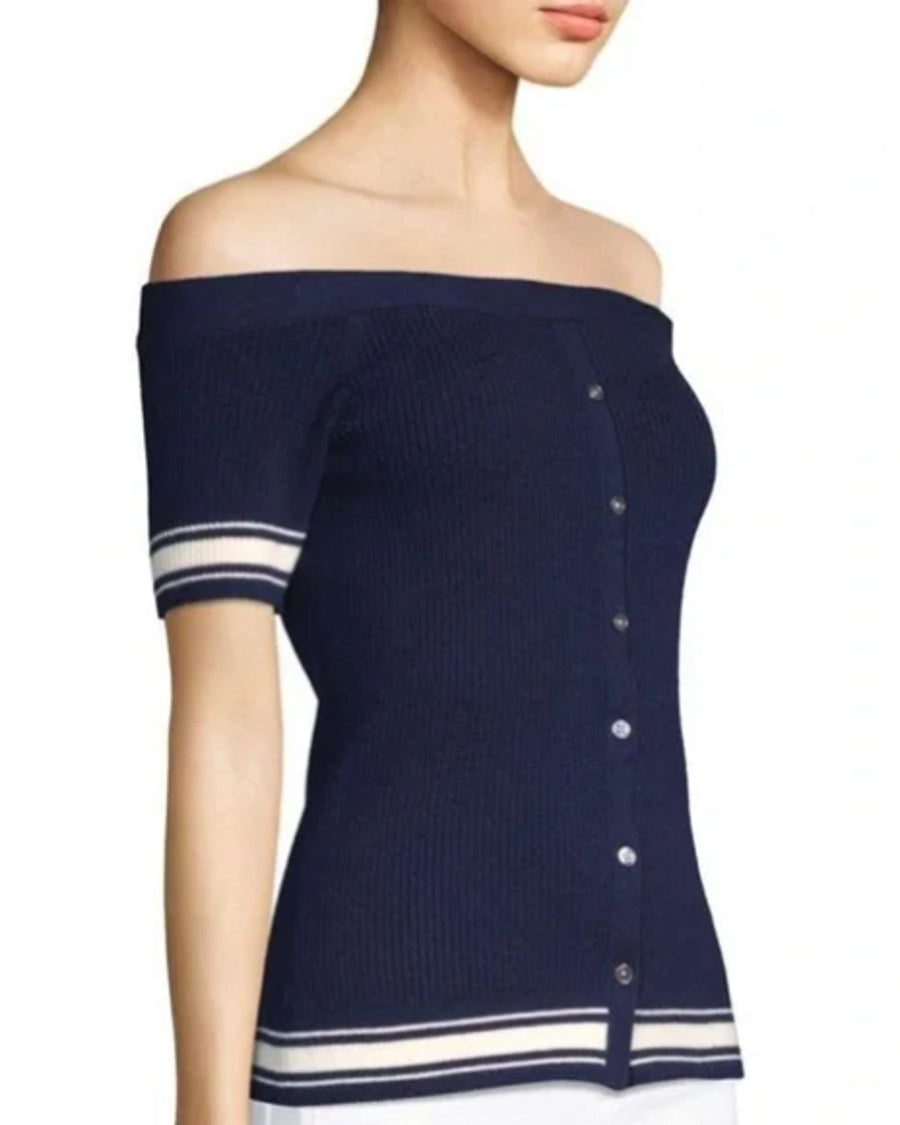 FRAME Clothing Large Short Sleeve Off Shoulder Sweater