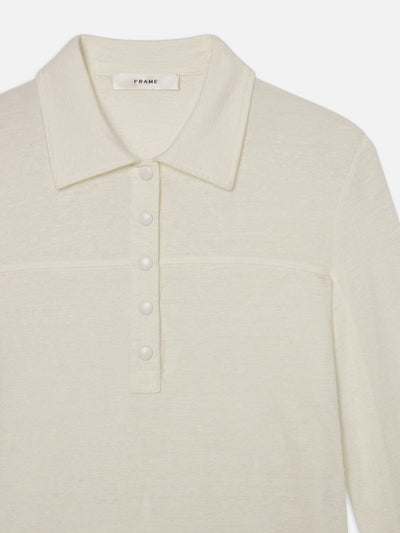 FRAME Clothing Medium Snap Henley Alabaster
