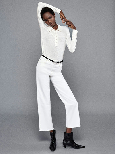 FRAME Clothing Medium Snap Henley Alabaster