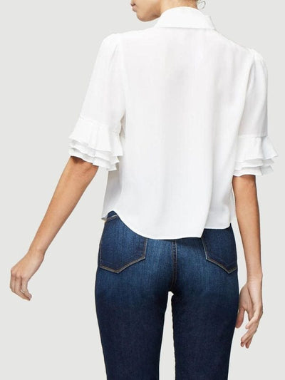 FRAME Clothing XS Ruffle Sleeve Silk Blouse