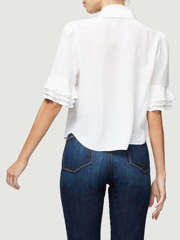 FRAME Clothing XS Ruffle Sleeve Silk Blouse
