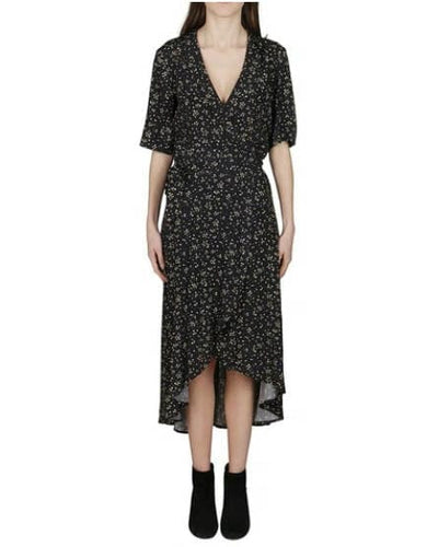 GANNI Clothing Small Floral Crepe Wrap Dress