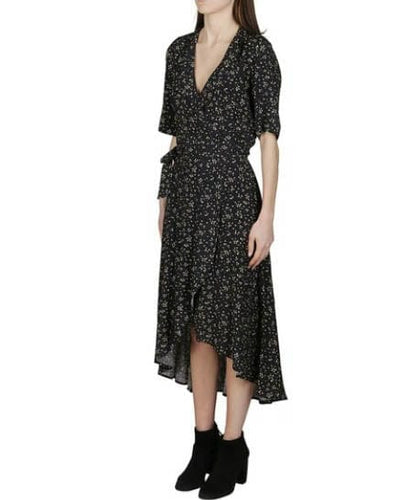 GANNI Clothing Small Floral Crepe Wrap Dress