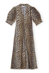 GANNI Clothing Small Leopard Cotton Poplin Dress