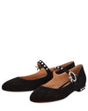 Gianvito Rossi Shoes Medium | 9 Crystal Mary Ribbon Suede Ballet Flats
