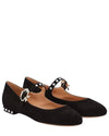Gianvito Rossi Shoes Medium | 9 Crystal Mary Ribbon Suede Ballet Flats