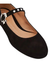 Gianvito Rossi Shoes Medium | 9 Crystal Mary Ribbon Suede Ballet Flats