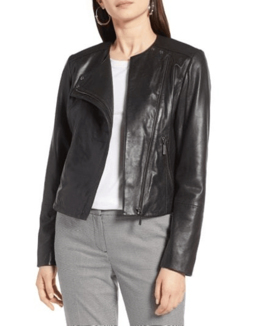 HALOGEN Clothing XS Collarless Leather Jacket