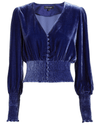 Intermix Clothing Small Blue Velvet Elon Long Sleeve Crop Top