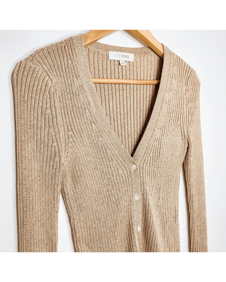 Intermix Clothing Small Privated Label Plunge Neck Cropped Marla Shimmer Cardigan