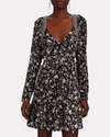 Intermix Clothing Small | US 2 Black Ariel Floral Mini Dress