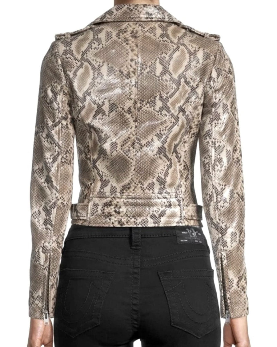 IRO Ashville Python-Print Lamb Leather Jacket