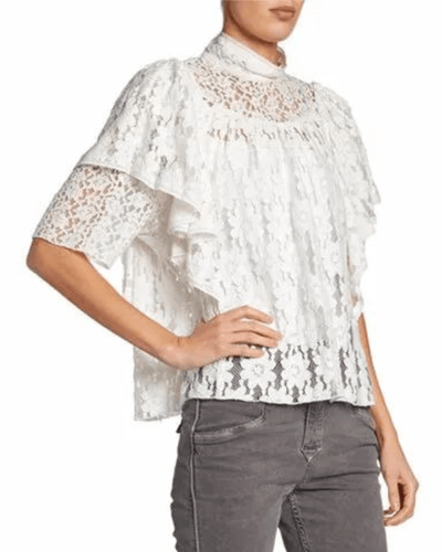 Isabel Marant Étoile Clothing Small | US 4 I FR 36 Vetea High-Neck Tiered Lace Ruffle Top