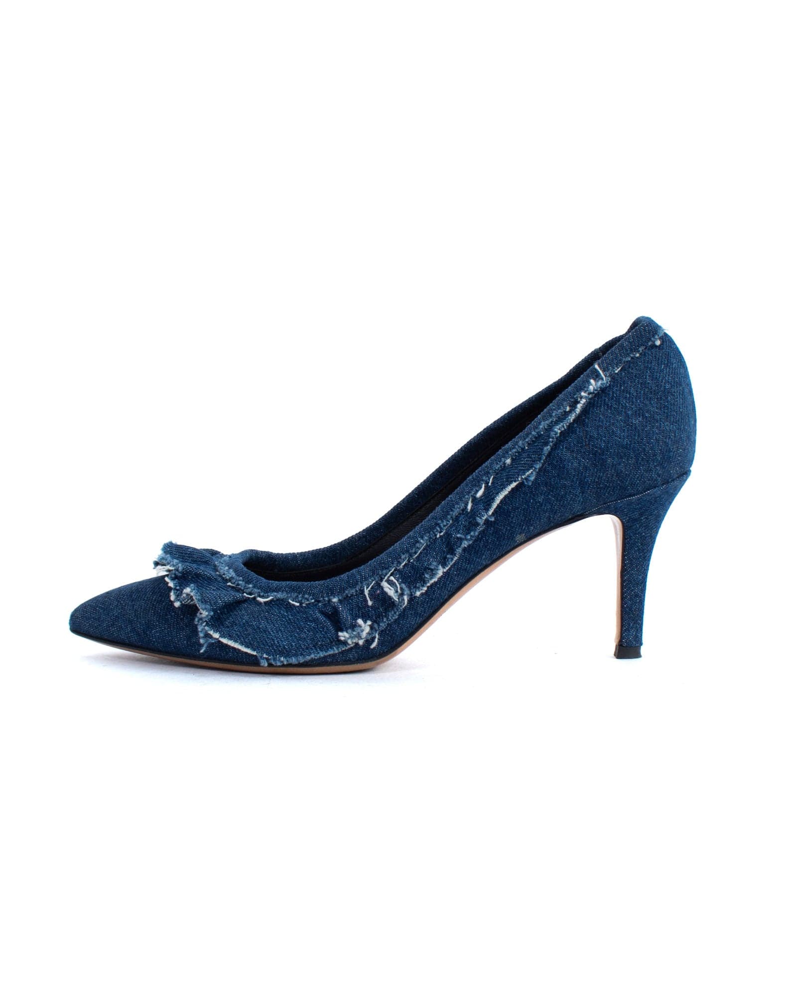 LTS Blue Pointed Block Heel Court Shoes In Standard Fit | Long Tall Sally