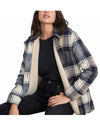 Jenni Kayne Clothing Small JENNI KAYNE Farmhouse Shearling Lined Chore Jacket Wool Navy Plaid Heritage