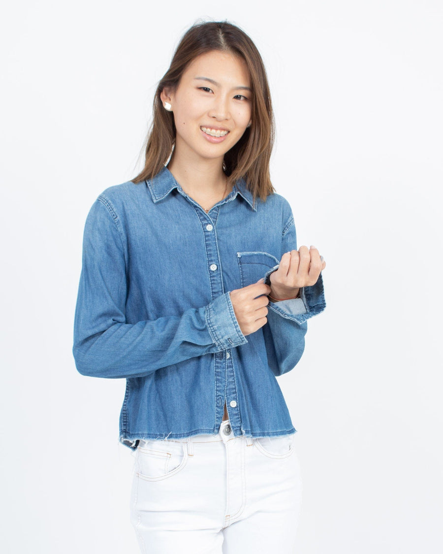 Joe's Jeans Clothing Small Denim Cropped Button Down