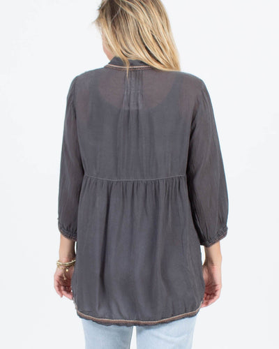 Johnny Was Clothing Small Embroidered Button Down Blouse