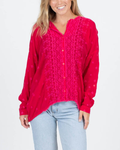 Johnny Was Clothing Small Eyelet Blouse With Belt