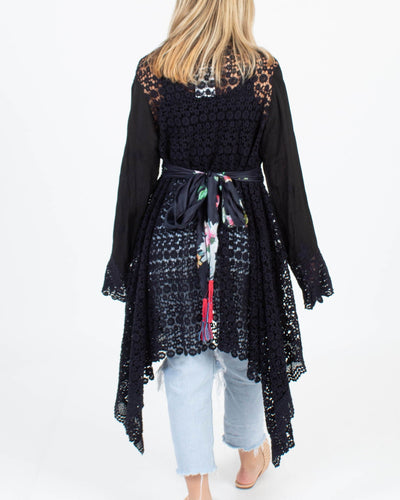 Johnny Was Clothing XS Crochet Kimono With Belt